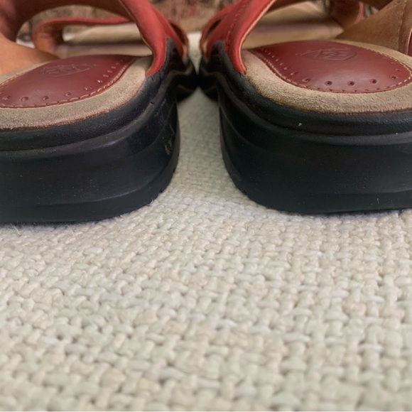 ARIAT Red Leather Sandal Double Strap Size 7 Comfort Slip On - Picture 6 of 8